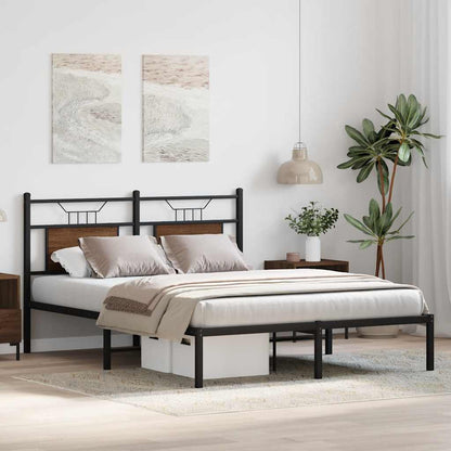vidaXL Bed Frame without Mattress Brown Oak 140x190 cm Engineered Wood