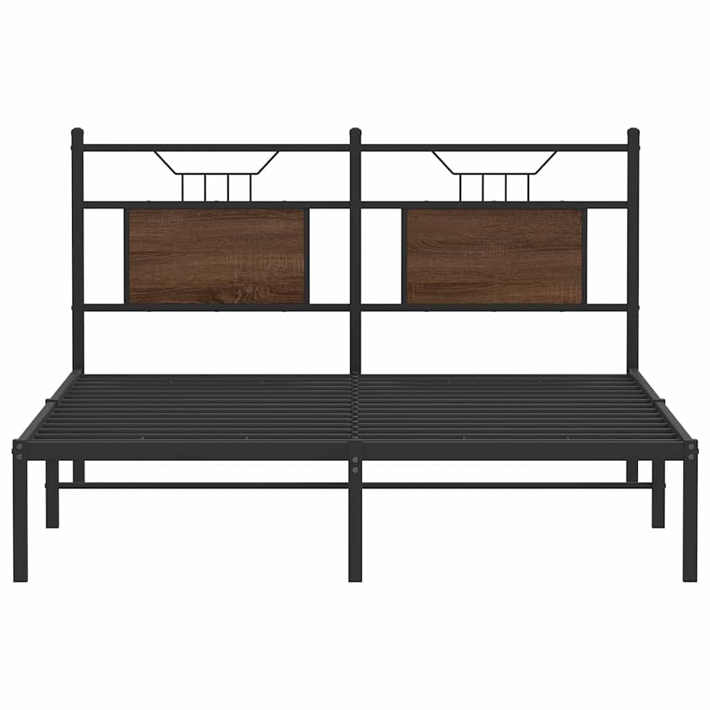 vidaXL Bed Frame without Mattress Brown Oak 140x190 cm Engineered Wood