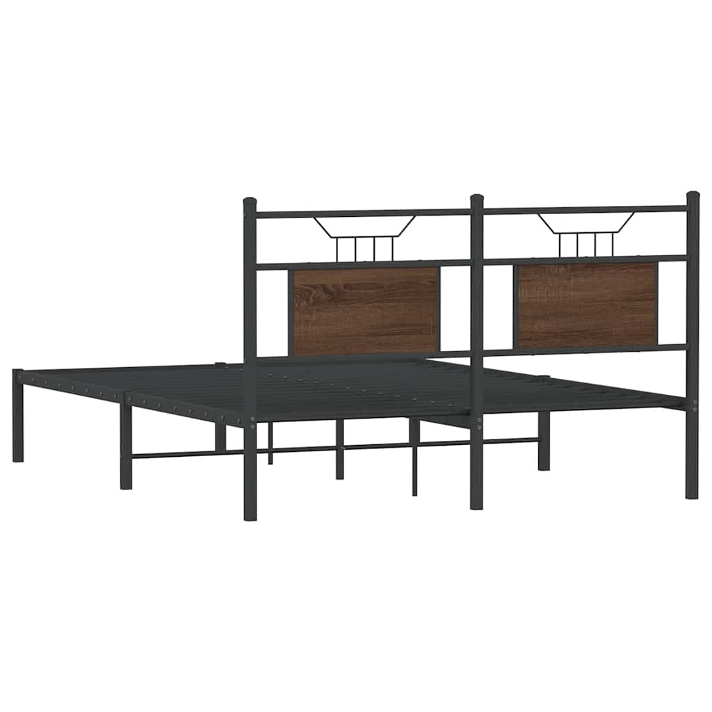 vidaXL Bed Frame without Mattress Brown Oak 140x190 cm Engineered Wood