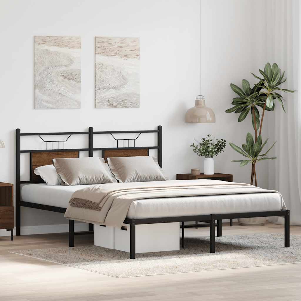 vidaXL Bed Frame without Mattress Brown Oak 140x200 cm Engineered Wood
