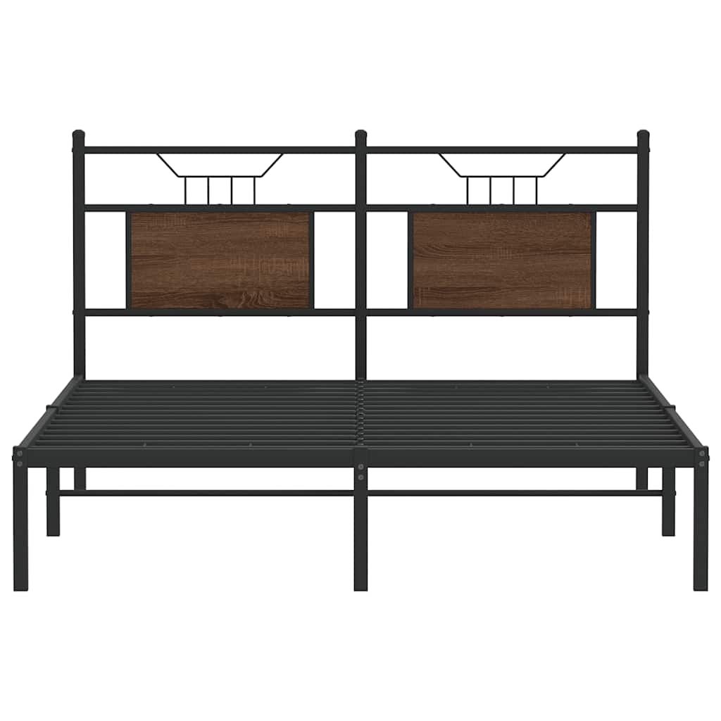 vidaXL Bed Frame without Mattress Brown Oak 150x200 cm King Size Engineered Wood
