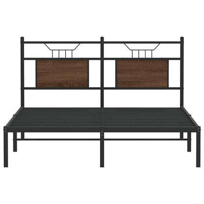 vidaXL Bed Frame without Mattress Brown Oak 150x200 cm King Size Engineered Wood