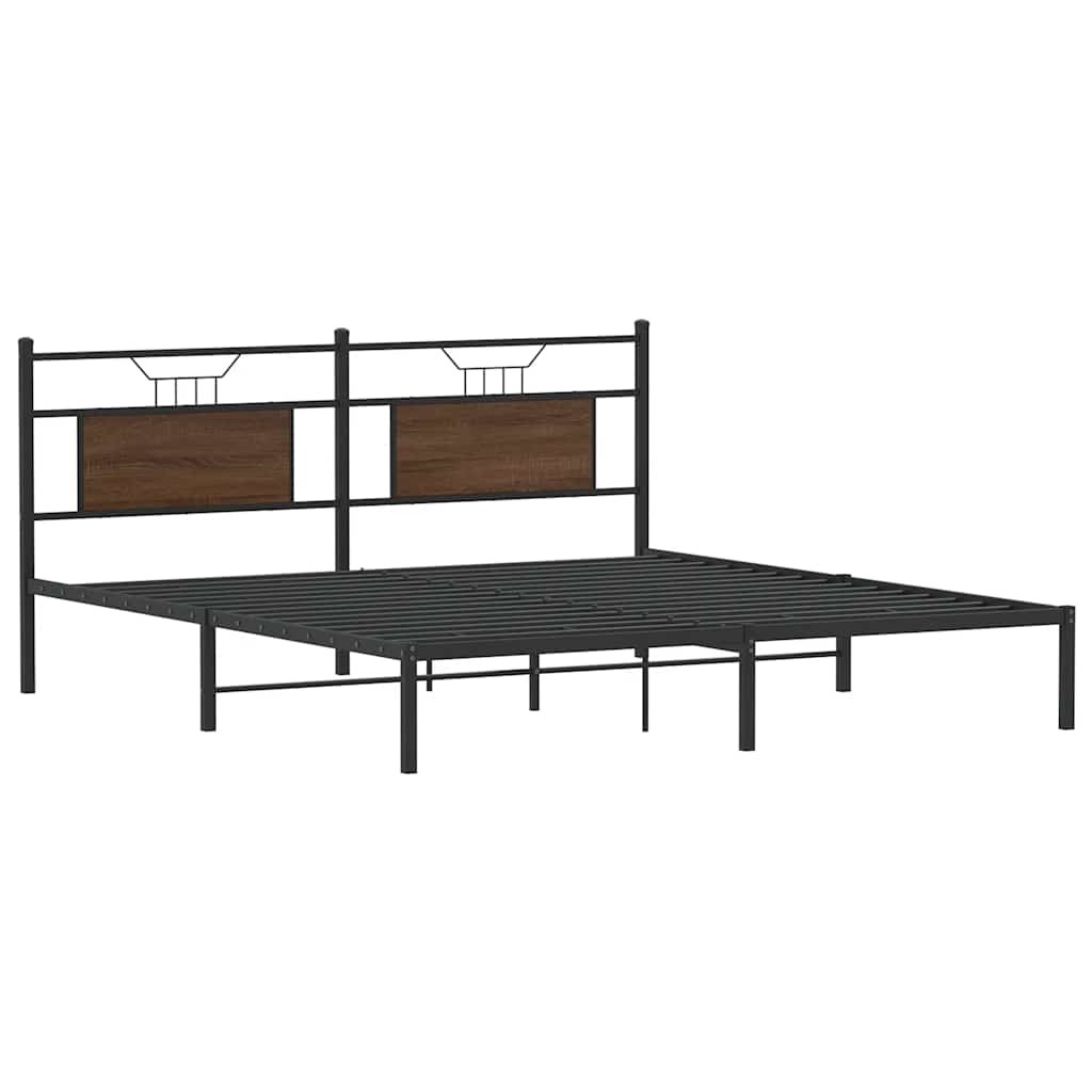 vidaXL Bed Frame without Mattress Brown Oak 183x203 cm Engineered Wood