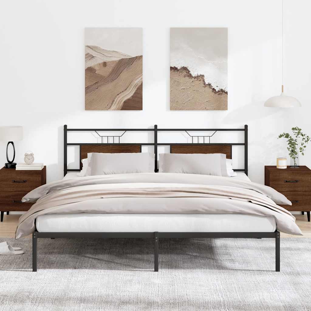 vidaXL Bed Frame without Mattress Brown Oak 183x203 cm Engineered Wood