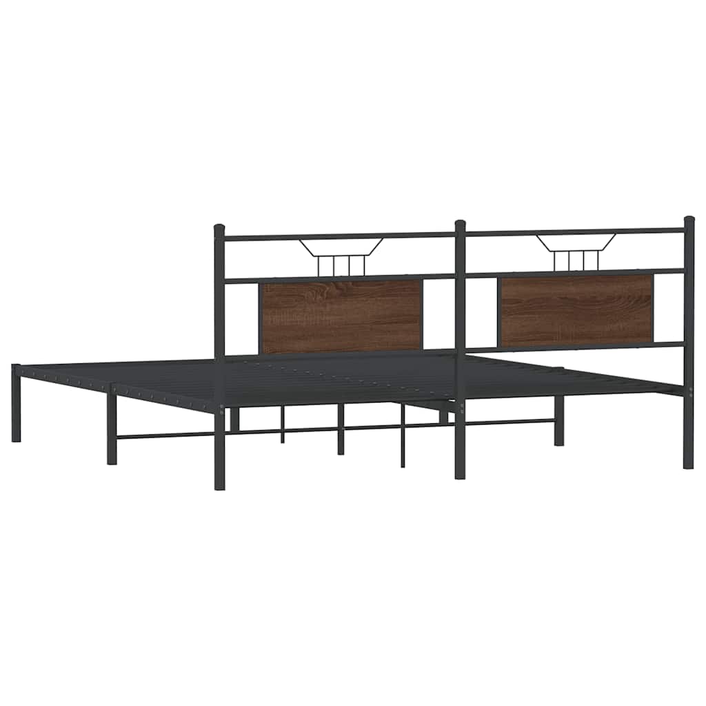 vidaXL Bed Frame without Mattress Brown Oak 183x203 cm Engineered Wood