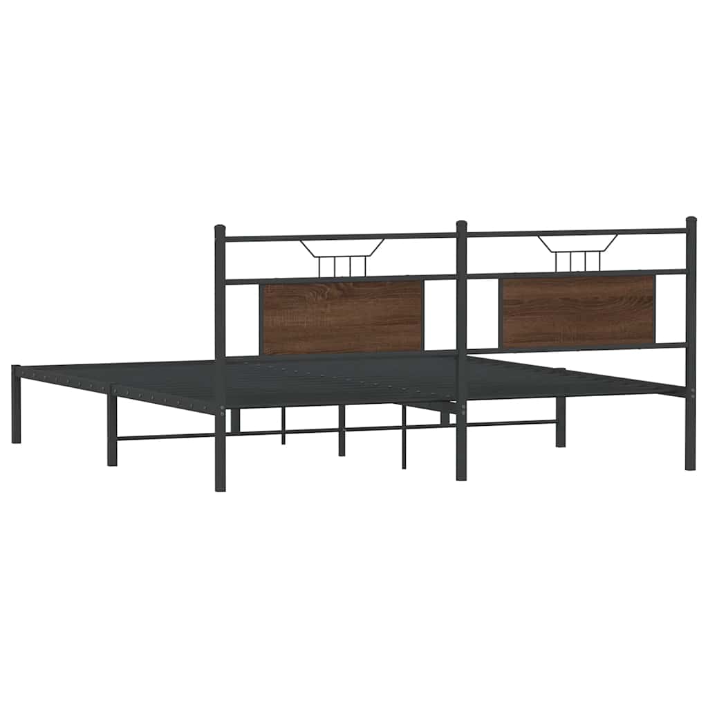 vidaXL Bed Frame without Mattress Brown Oak 183x213 cm Engineered Wood