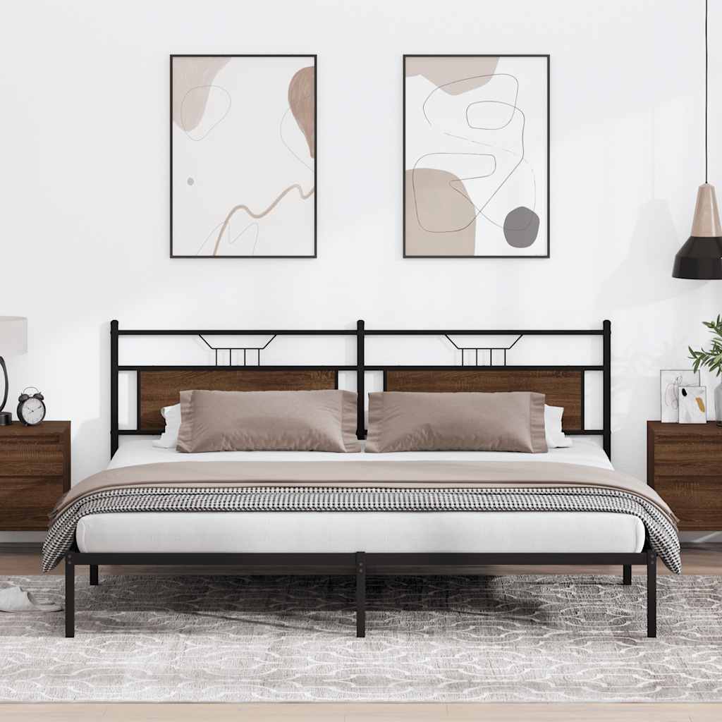 vidaXL Bed Frame without Mattress Brown Oak 193x201 cm Engineered Wood