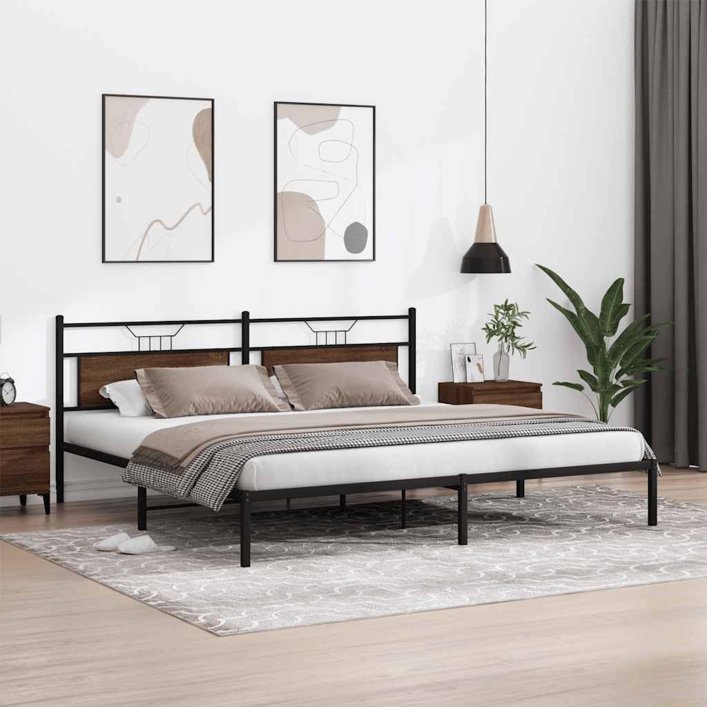 vidaXL Bed Frame without Mattress Brown Oak 193x201 cm Engineered Wood