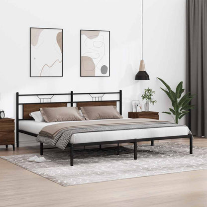 vidaXL Bed Frame without Mattress Brown Oak 193x201 cm Engineered Wood