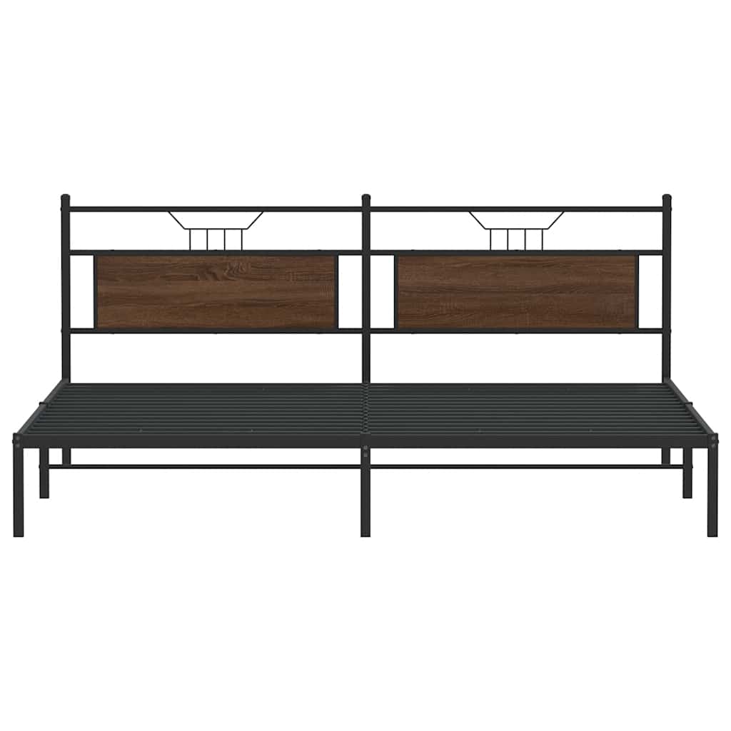 vidaXL Bed Frame without Mattress Brown Oak 193x201 cm Engineered Wood