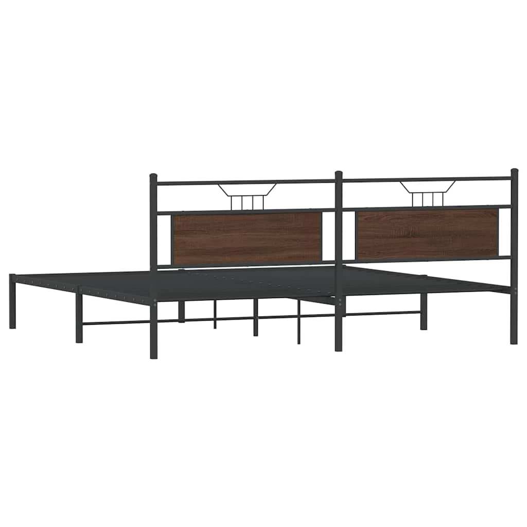 vidaXL Bed Frame without Mattress Brown Oak 193x201 cm Engineered Wood