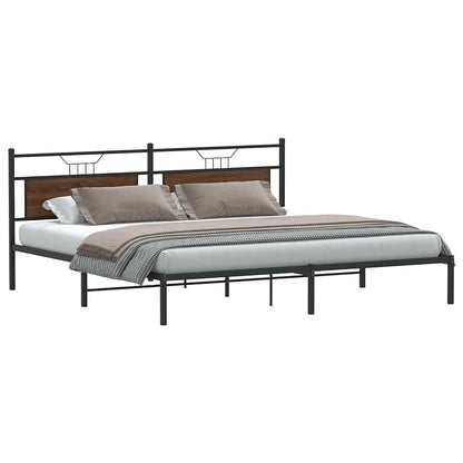 vidaXL Bed Frame without Mattress Brown Oak 193x201 cm Engineered Wood