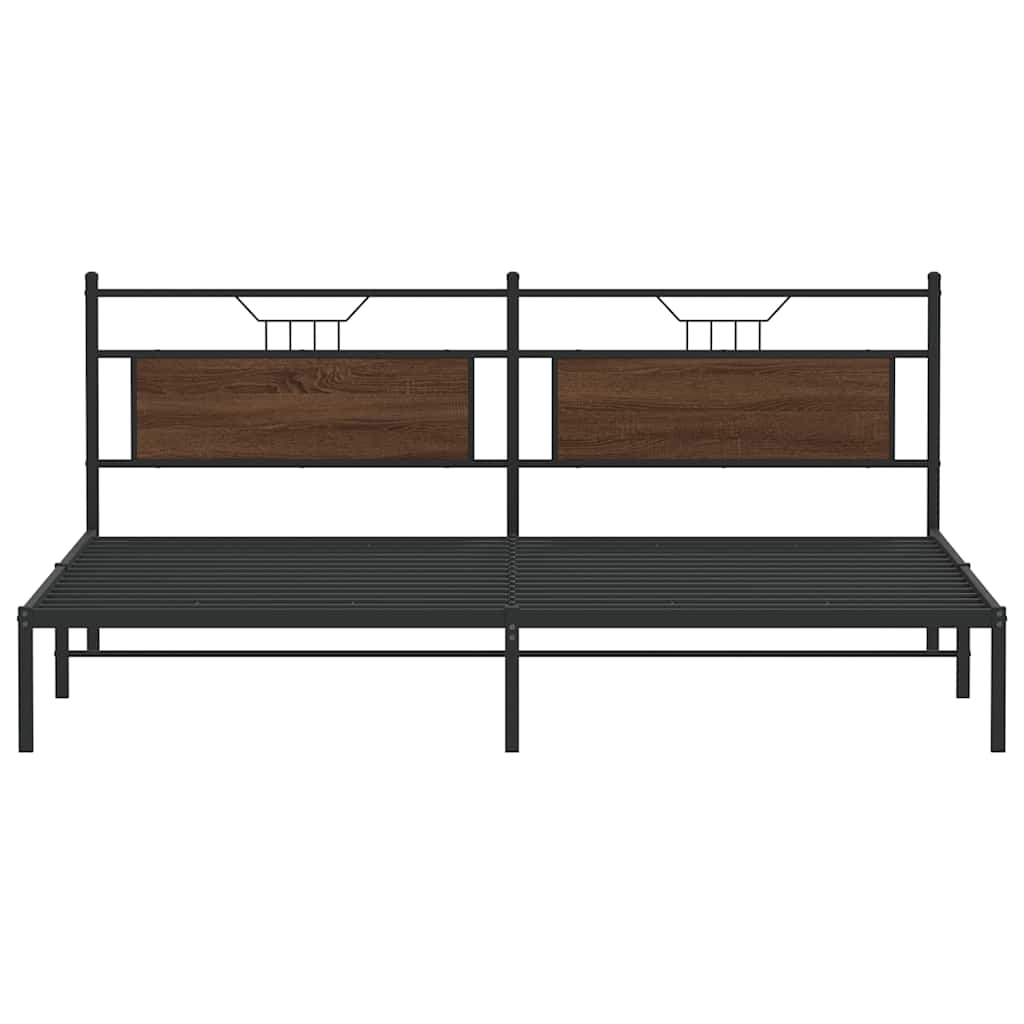 vidaXL Bed Frame without Mattress Brown Oak 200x200 cm Engineered Wood