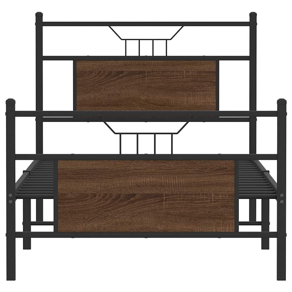vidaXL Bed Frame without Mattress Brown Oak 75x190 cm Small Single Engineered Wood