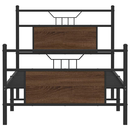 vidaXL Bed Frame without Mattress Brown Oak 75x190 cm Small Single Engineered Wood