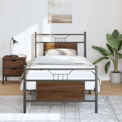 vidaXL Bed Frame without Mattress Brown Oak 80x200 cm Engineered Wood