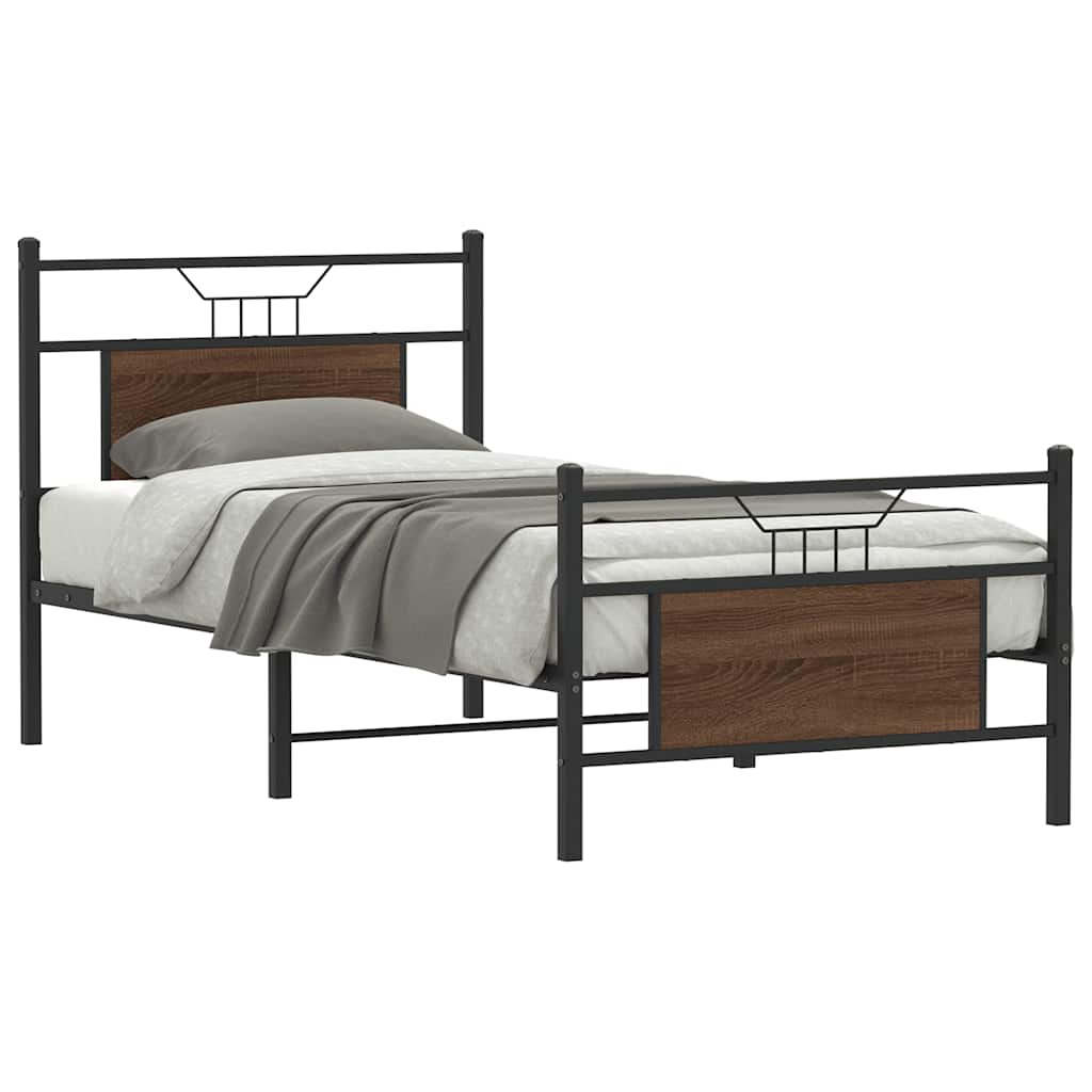 vidaXL Bed Frame without Mattress Brown Oak 80x200 cm Engineered Wood