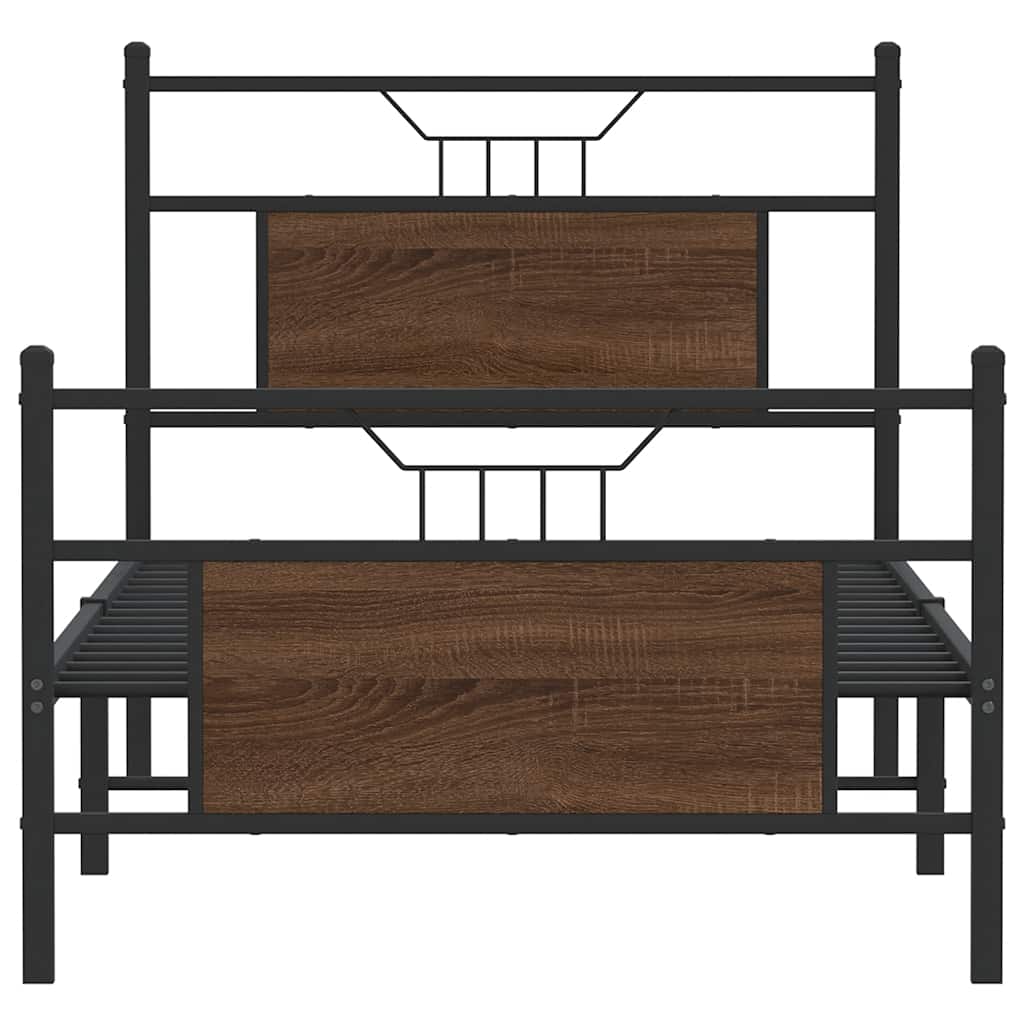 vidaXL Bed Frame without Mattress Brown Oak 90x190 cm Single Engineered Wood