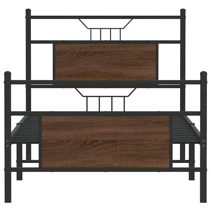 vidaXL Bed Frame without Mattress Brown Oak 90x190 cm Single Engineered Wood