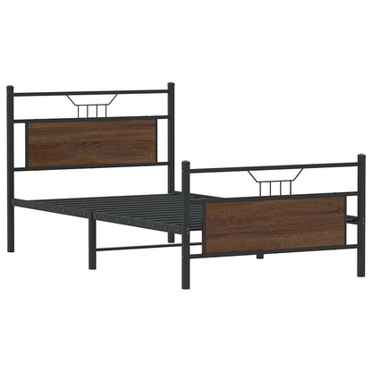 vidaXL Bed Frame without Mattress Brown Oak 100x190 cm Engineered Wood