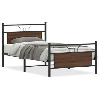 vidaXL Bed Frame without Mattress Brown Oak 100x200 cm Engineered Wood