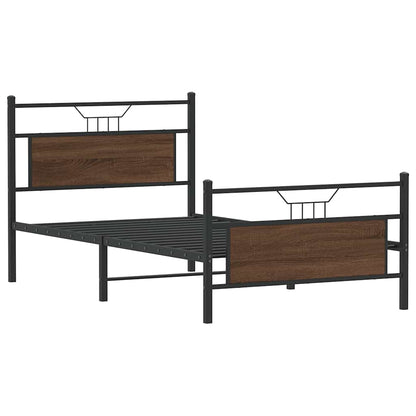 vidaXL Bed Frame without Mattress Brown Oak 100x200 cm Engineered Wood