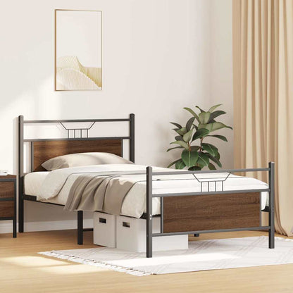 vidaXL Bed Frame without Mattress Brown Oak 100x200 cm Engineered Wood
