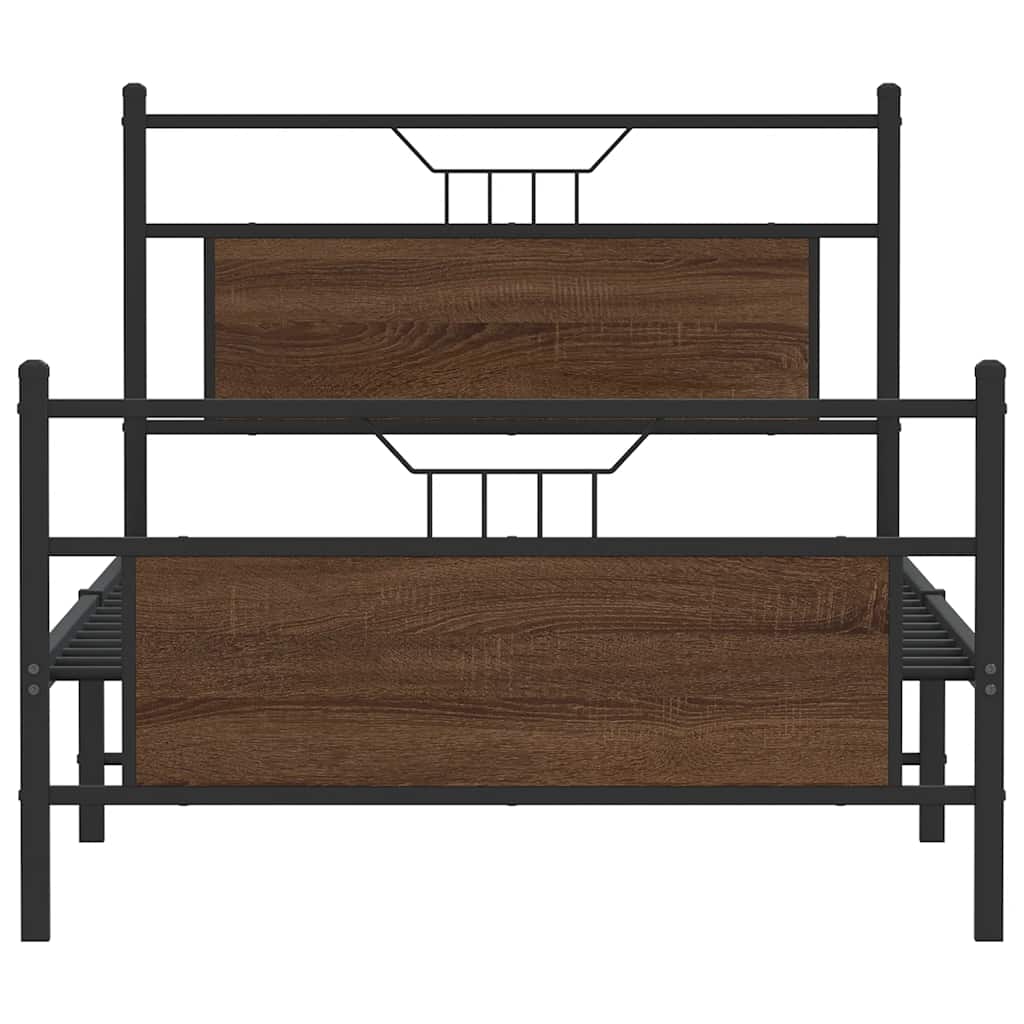 vidaXL Bed Frame without Mattress Brown Oak 100x200 cm Engineered Wood