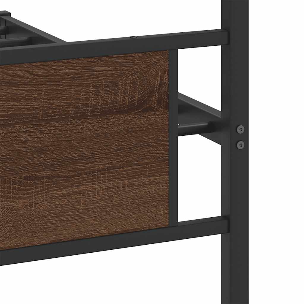 vidaXL Bed Frame without Mattress Brown Oak 100x200 cm Engineered Wood