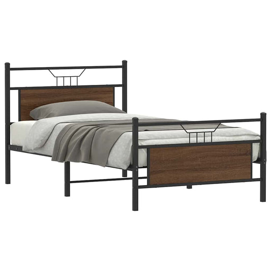 vidaXL Bed Frame without Mattress Brown Oak 100x200 cm Engineered Wood