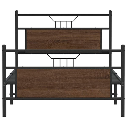 vidaXL Bed Frame without Mattress Brown Oak 107x203 cm Engineered Wood