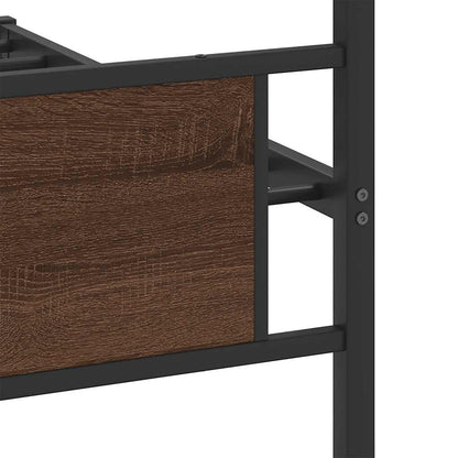 vidaXL Bed Frame without Mattress Brown Oak 107x203 cm Engineered Wood