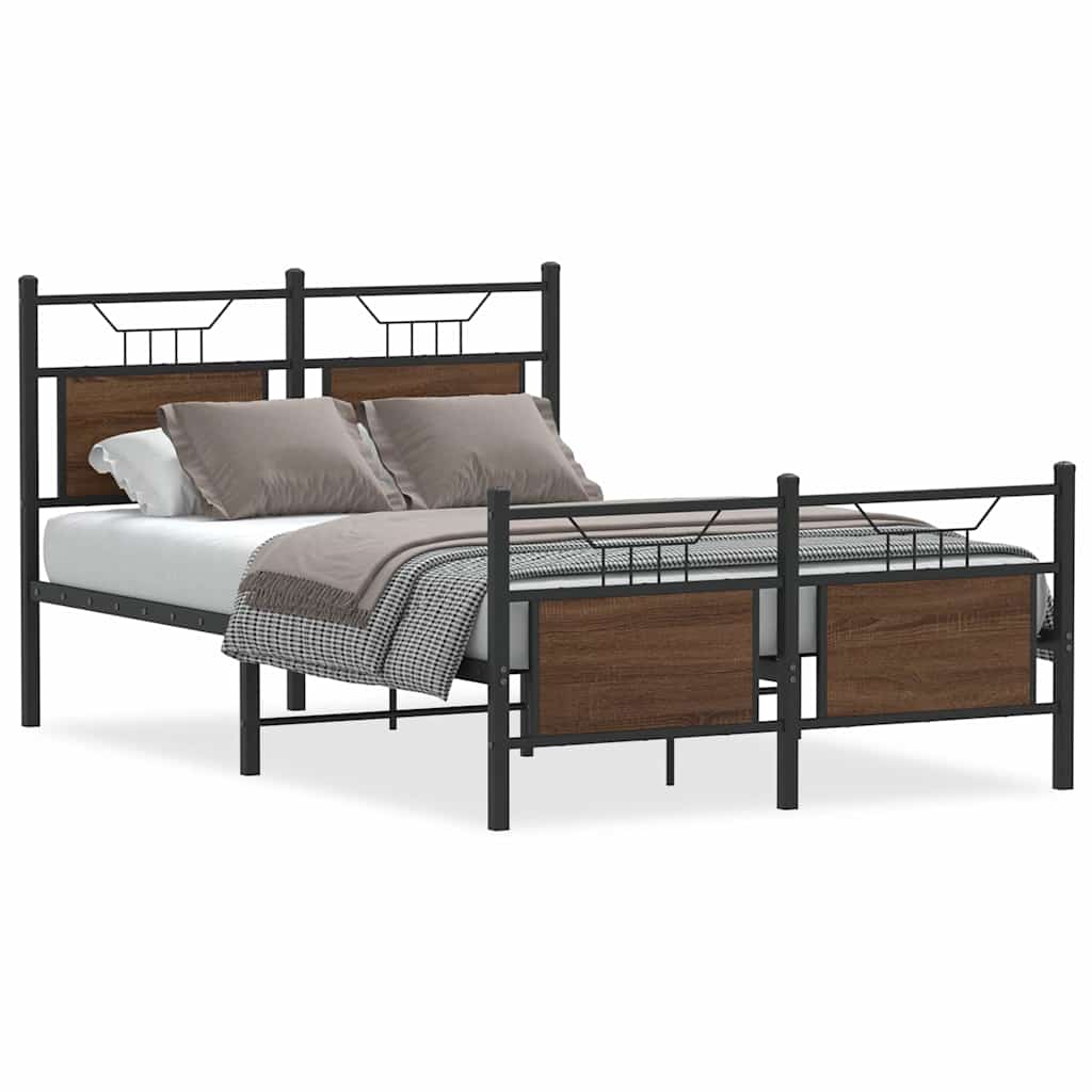 vidaXL Bed Frame without Mattress Brown Oak 120x190 cm Small Double Engineered Wood