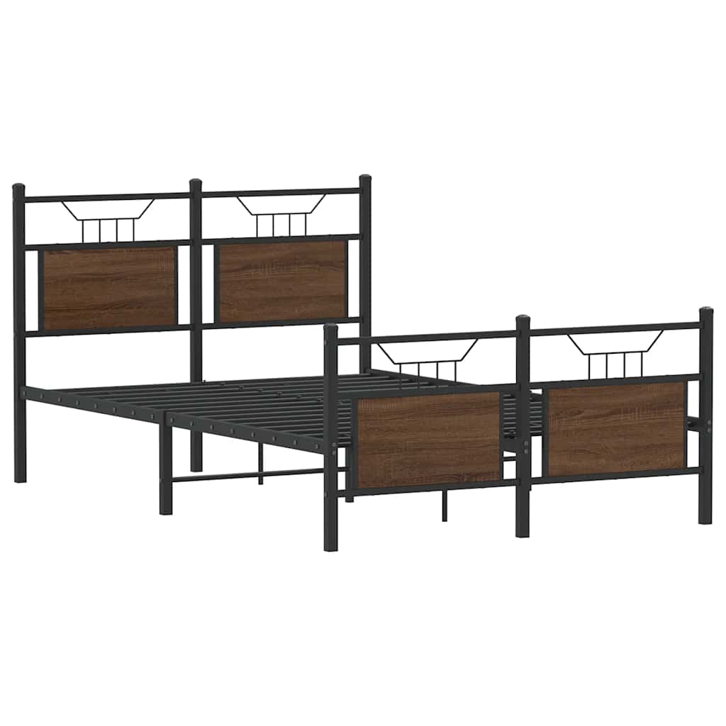 vidaXL Bed Frame without Mattress Brown Oak 120x190 cm Small Double Engineered Wood