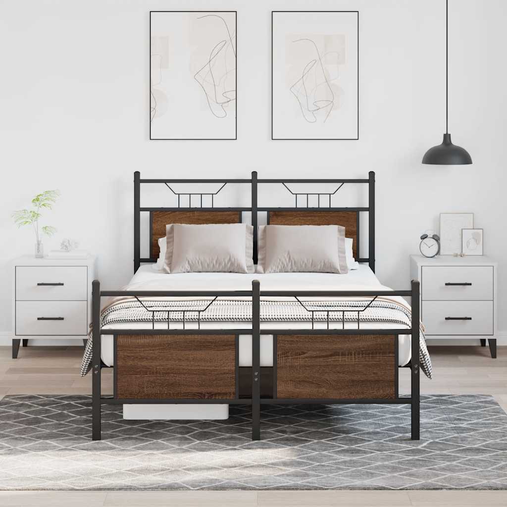 vidaXL Bed Frame without Mattress Brown Oak 120x190 cm Small Double Engineered Wood