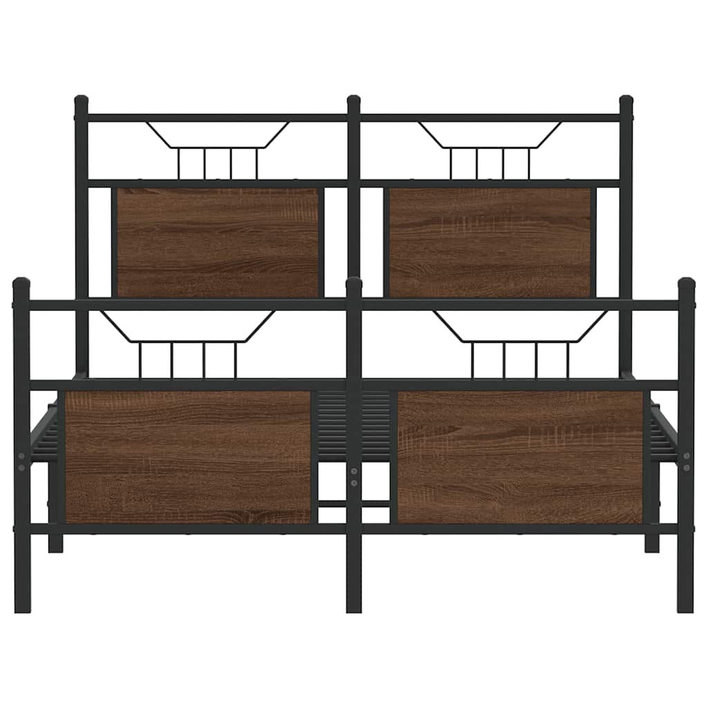 vidaXL Bed Frame without Mattress Brown Oak 120x190 cm Small Double Engineered Wood