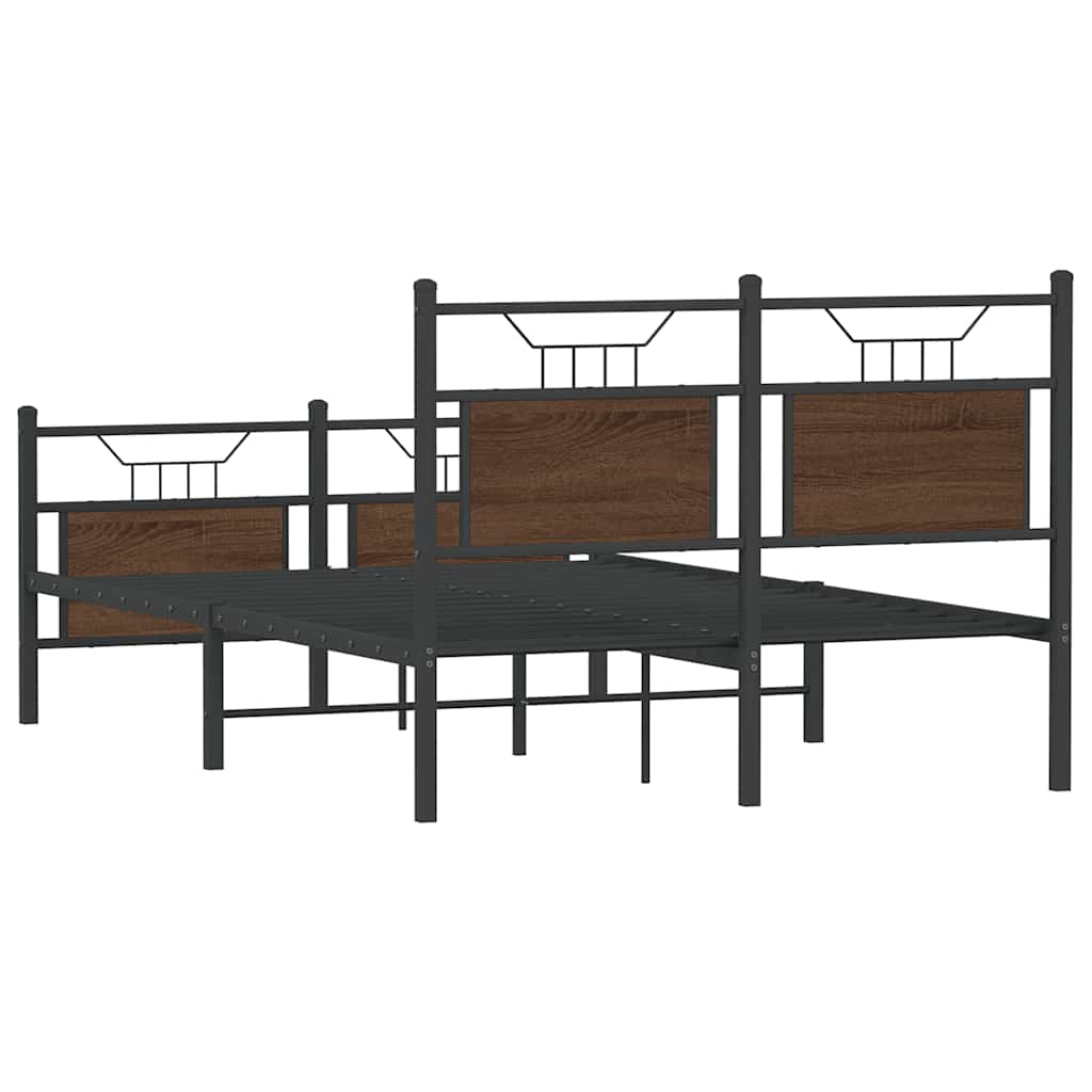 vidaXL Bed Frame without Mattress Brown Oak 120x190 cm Small Double Engineered Wood