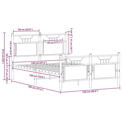 vidaXL Bed Frame without Mattress Brown Oak 120x190 cm Small Double Engineered Wood