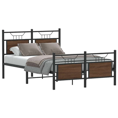 vidaXL Bed Frame without Mattress Brown Oak 120x190 cm Small Double Engineered Wood