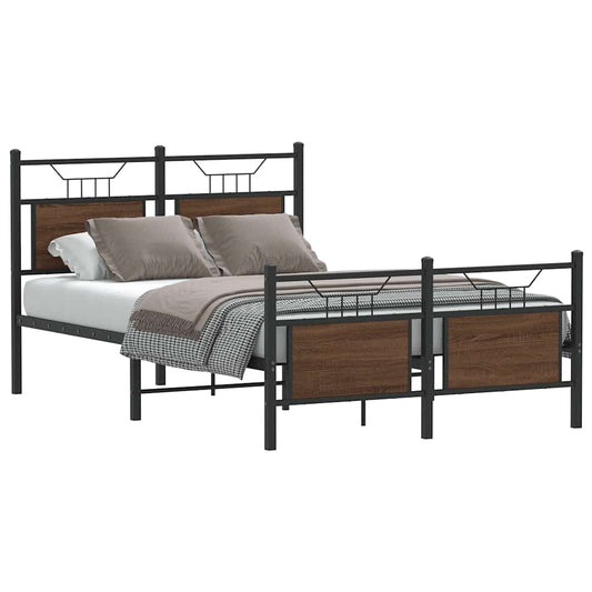 vidaXL Bed Frame without Mattress Brown Oak 120x190 cm Small Double Engineered Wood