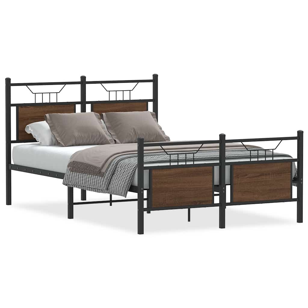 vidaXL Bed Frame without Mattress Brown Oak 120x200 cm Engineered Wood