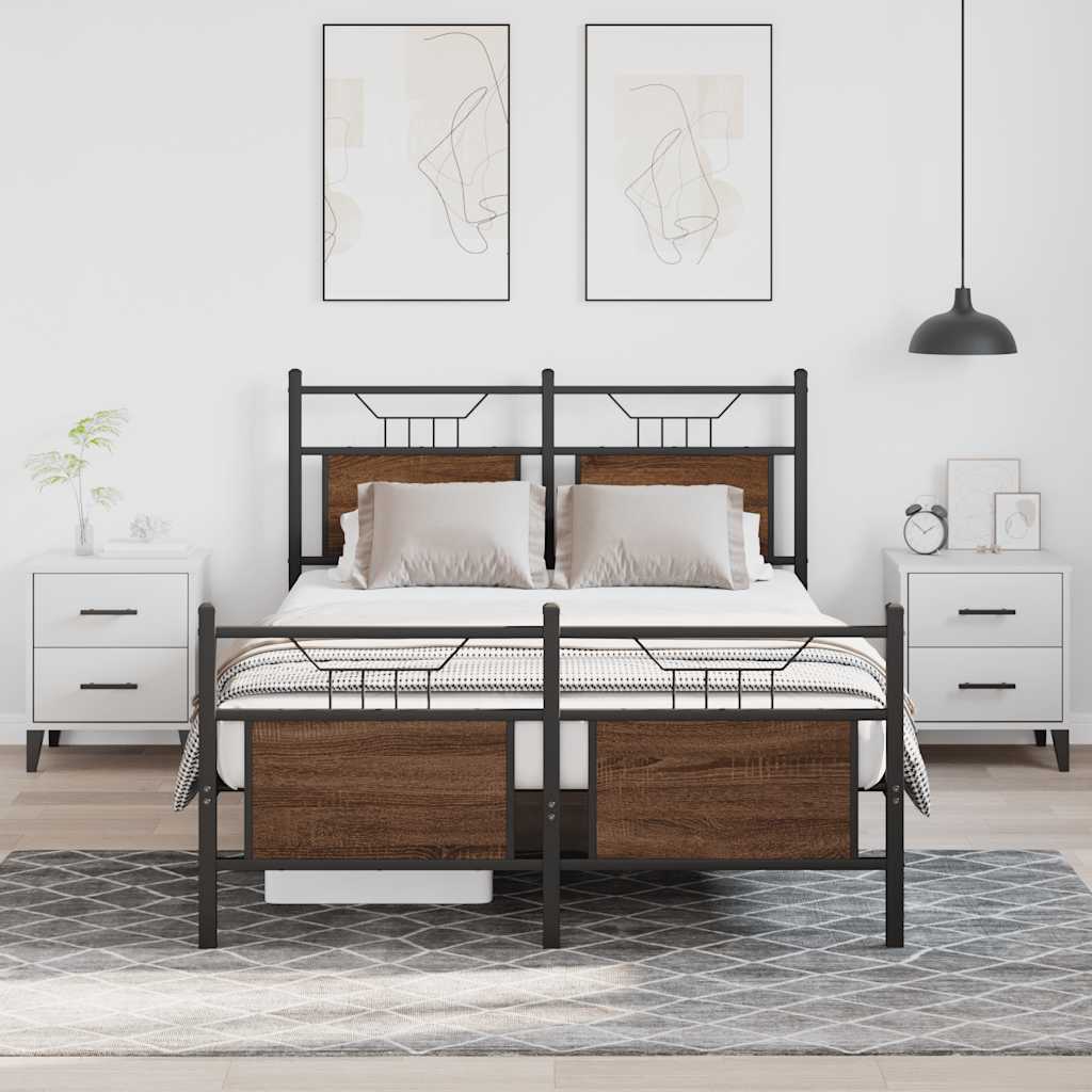 vidaXL Bed Frame without Mattress Brown Oak 120x200 cm Engineered Wood