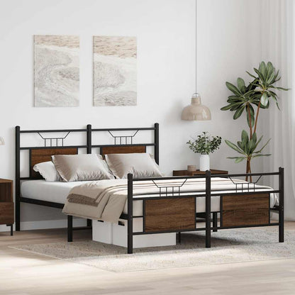 vidaXL Bed Frame without Mattress Brown Oak 137x190 cm Engineered Wood