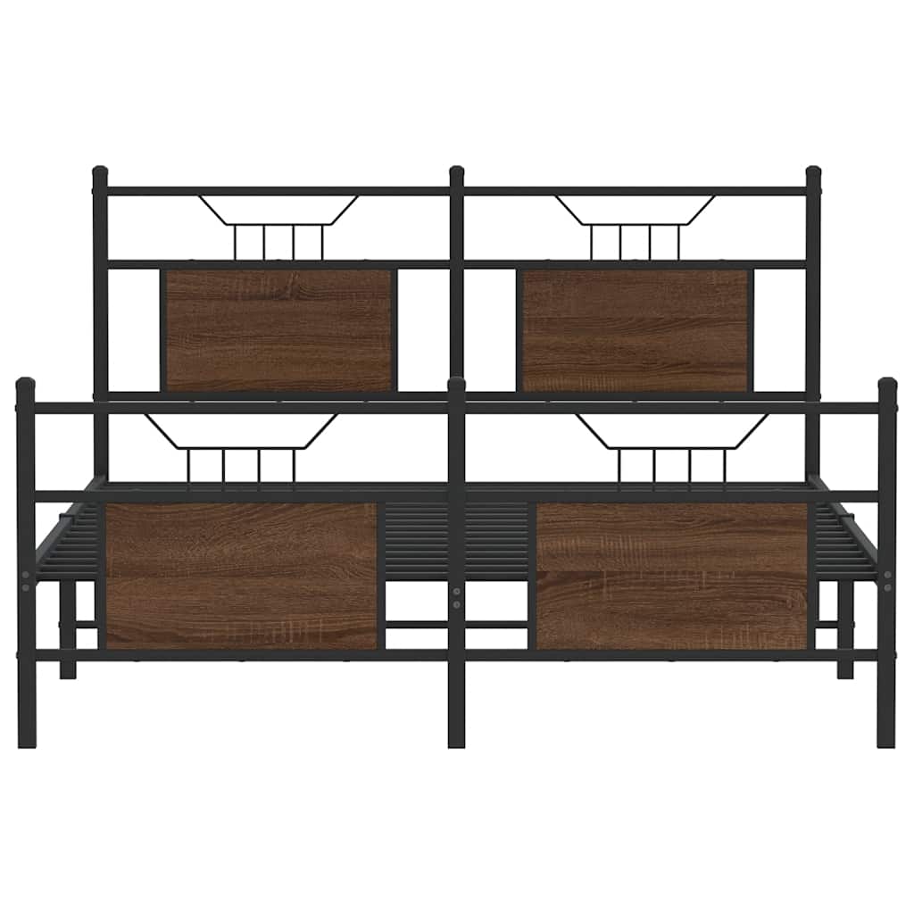 vidaXL Bed Frame without Mattress Brown Oak 140x190 cm Engineered Wood