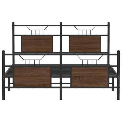 vidaXL Bed Frame without Mattress Brown Oak 140x190 cm Engineered Wood