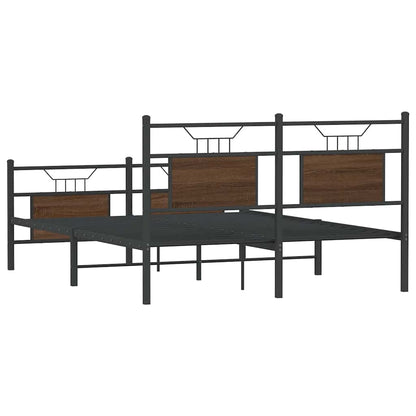 vidaXL Bed Frame without Mattress Brown Oak 140x190 cm Engineered Wood