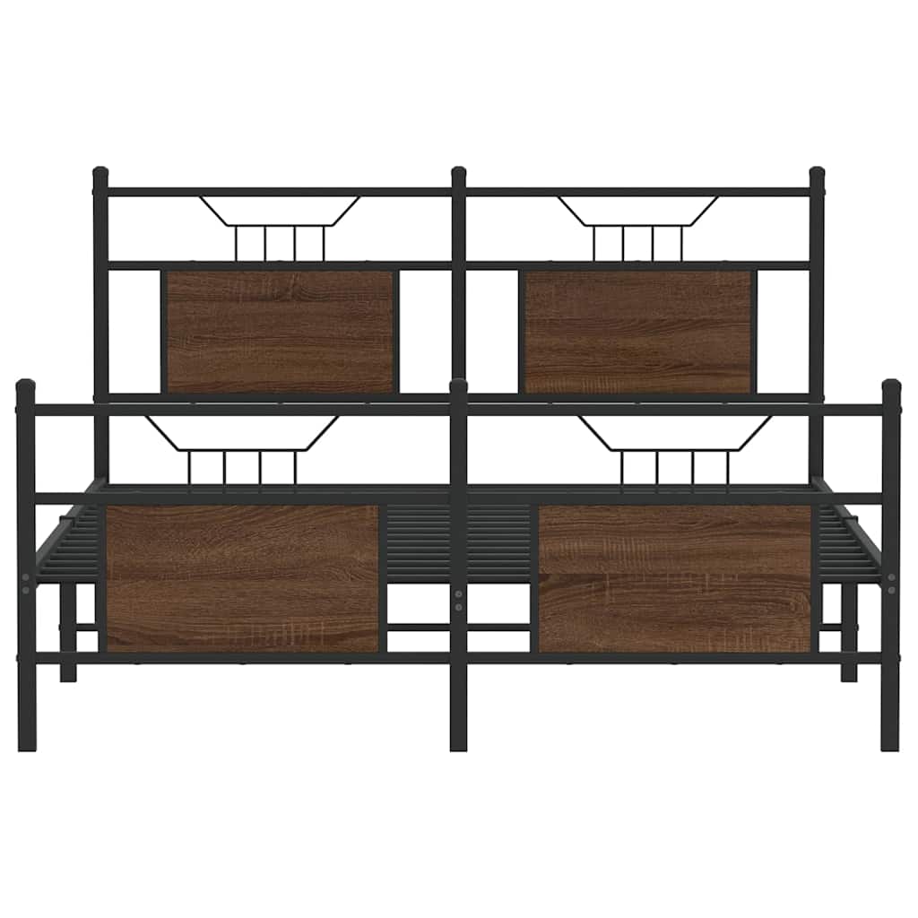 vidaXL Bed Frame without Mattress Brown Oak 140x200 cm Engineered Wood