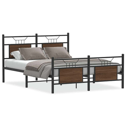 vidaXL Bed Frame without Mattress Brown Oak 150x200 cm King Size Engineered Wood
