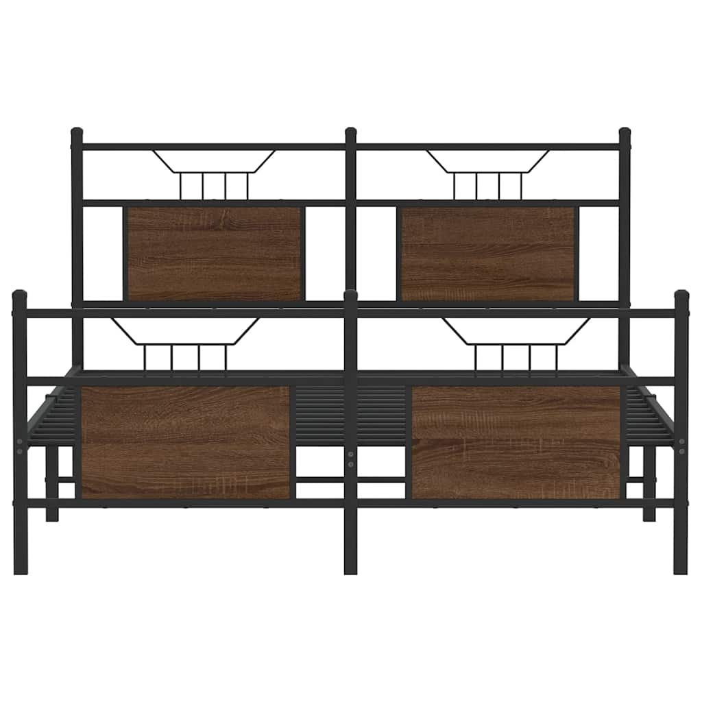 vidaXL Bed Frame without Mattress Brown Oak 150x200 cm King Size Engineered Wood