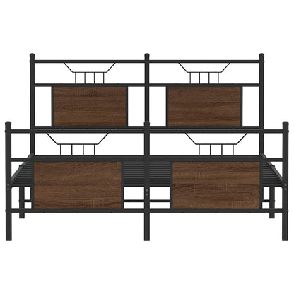 vidaXL Bed Frame without Mattress Brown Oak 150x200 cm King Size Engineered Wood